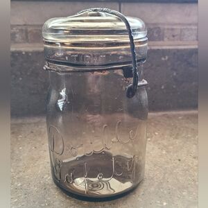 RARE ANTIQUE DOUBLE SAFETY CANNING JAR WITH WIRE BAIL AND LID